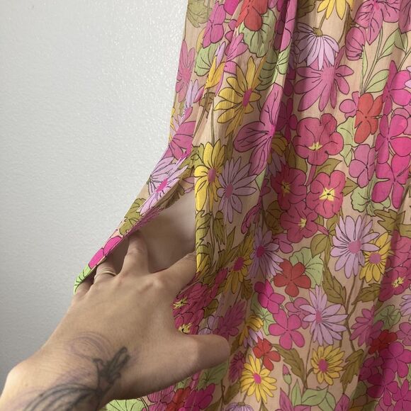 Show Me Your Mumu Briar Dress Womens XL Pink Floral Boho Peasant Long Sleeve - Picture 16 of 16